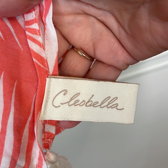 Cleobella Women’s Dreamy Sunset Palm Print Swim Coverup Bright Pink OS - Picture 6 of 8